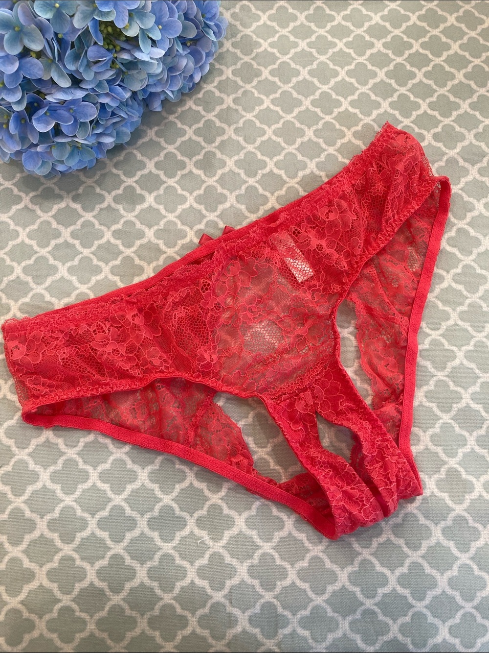 Vintage Cacique Open Back Crotchless Panty 12 Pink